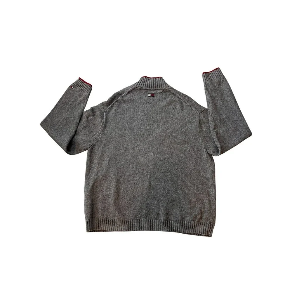 Vtg Tommy Hilfiger Flag Snowflake Gray‎ Pullover Sweater Mens Sz XXL